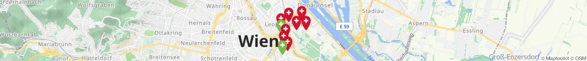 Kartenansicht für Apotheken-Notdienste in der Nähe von 1020 - Leopoldstadt (Wien)
